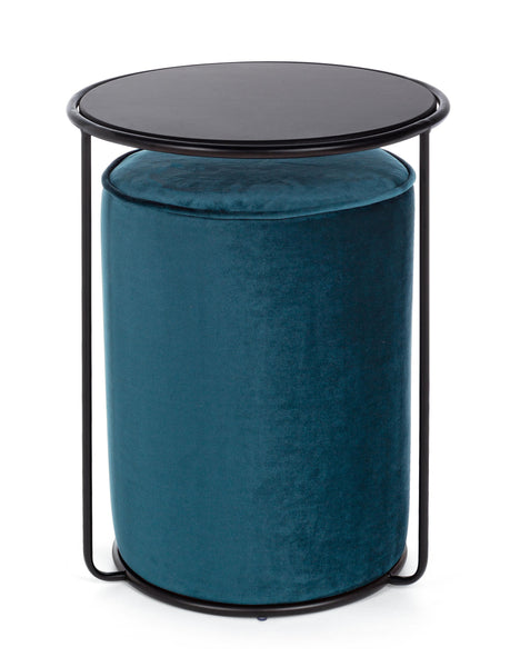 Set2 Tavolino-pouf Annika Blu Pavone.  Contemporaneo