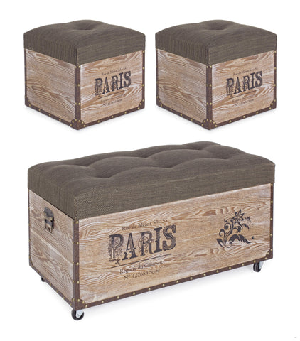 Classico Set 3 pouf Travel Paris verde