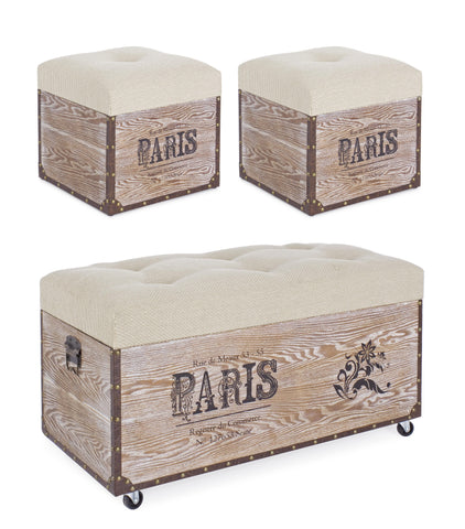 Classico Set 3 pouf Travel Paris corda