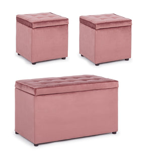 Contemporaneo Set3 Panc-2Pouf cont Bellville Vel Blush